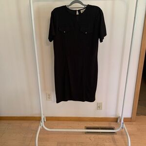 Elegant Black Short Sleeve Mini Dress